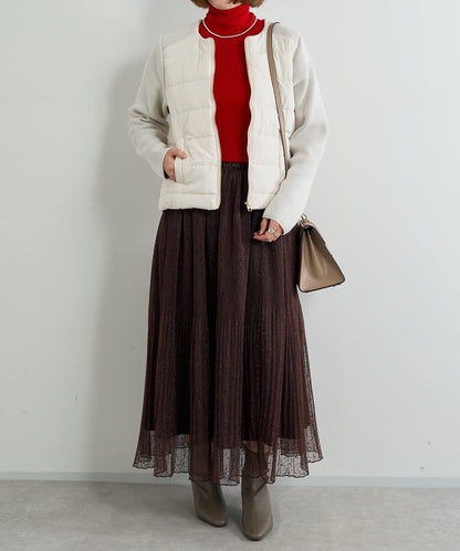 中棉針織拼接無領夾克