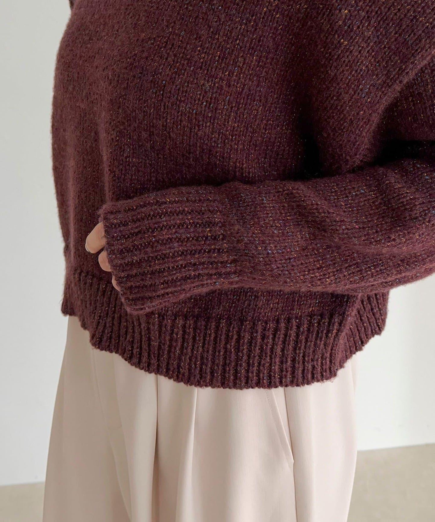 亮片短款針織套頭衫