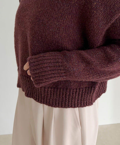 亮片短款針織套頭衫