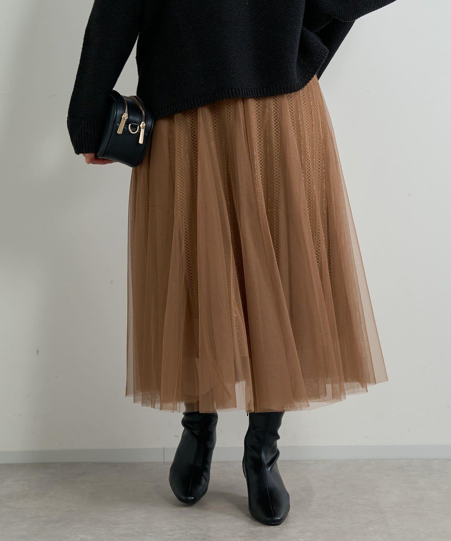 大人女性優雅風格網紗褶皺半身裙