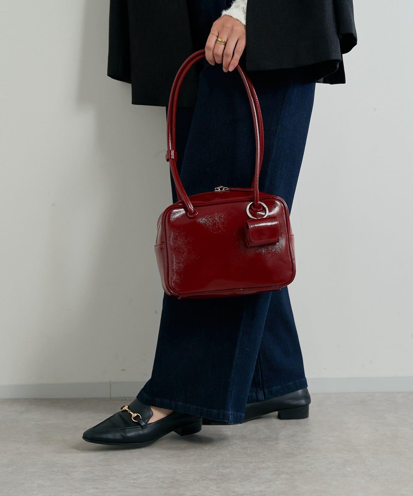 【cache cache】漆皮中號波士頓包