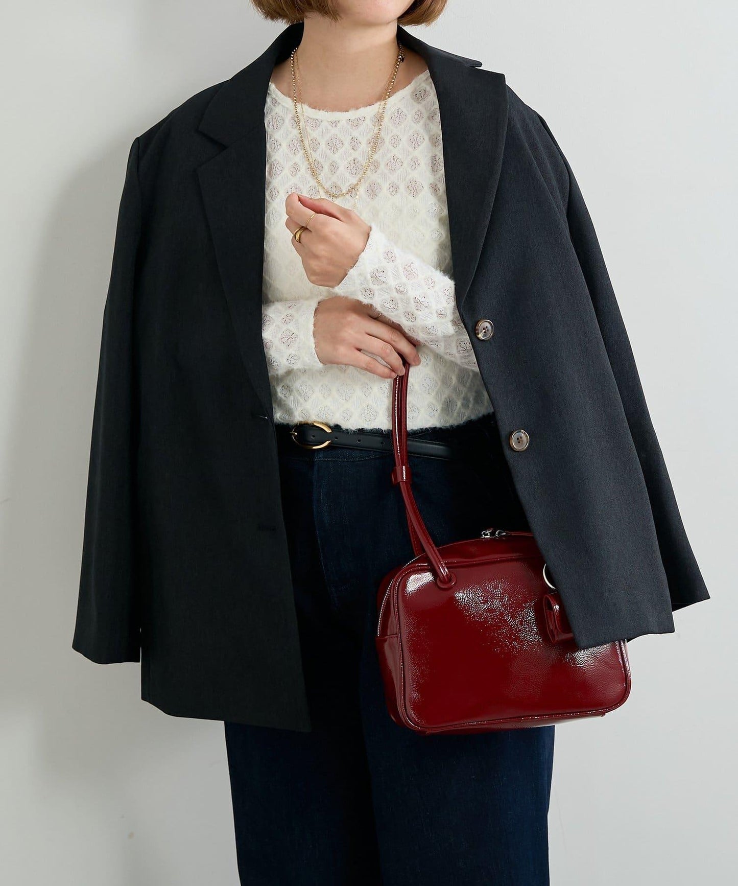 【cache cache】漆皮中號波士頓包