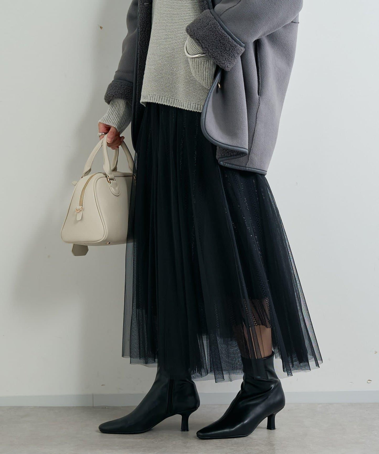 大人女性優雅風格網紗褶皺半身裙