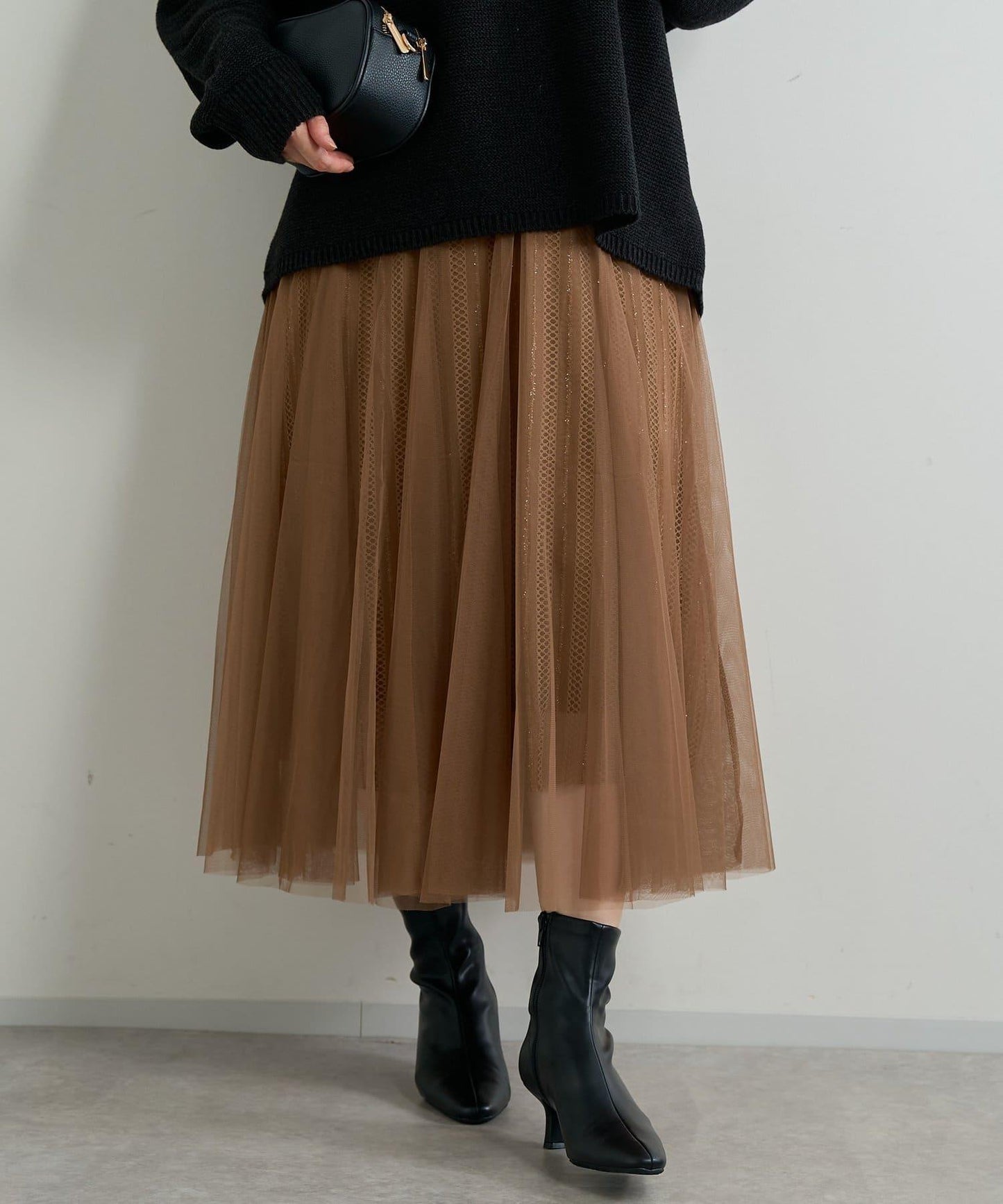 大人女性優雅風格網紗褶皺半身裙