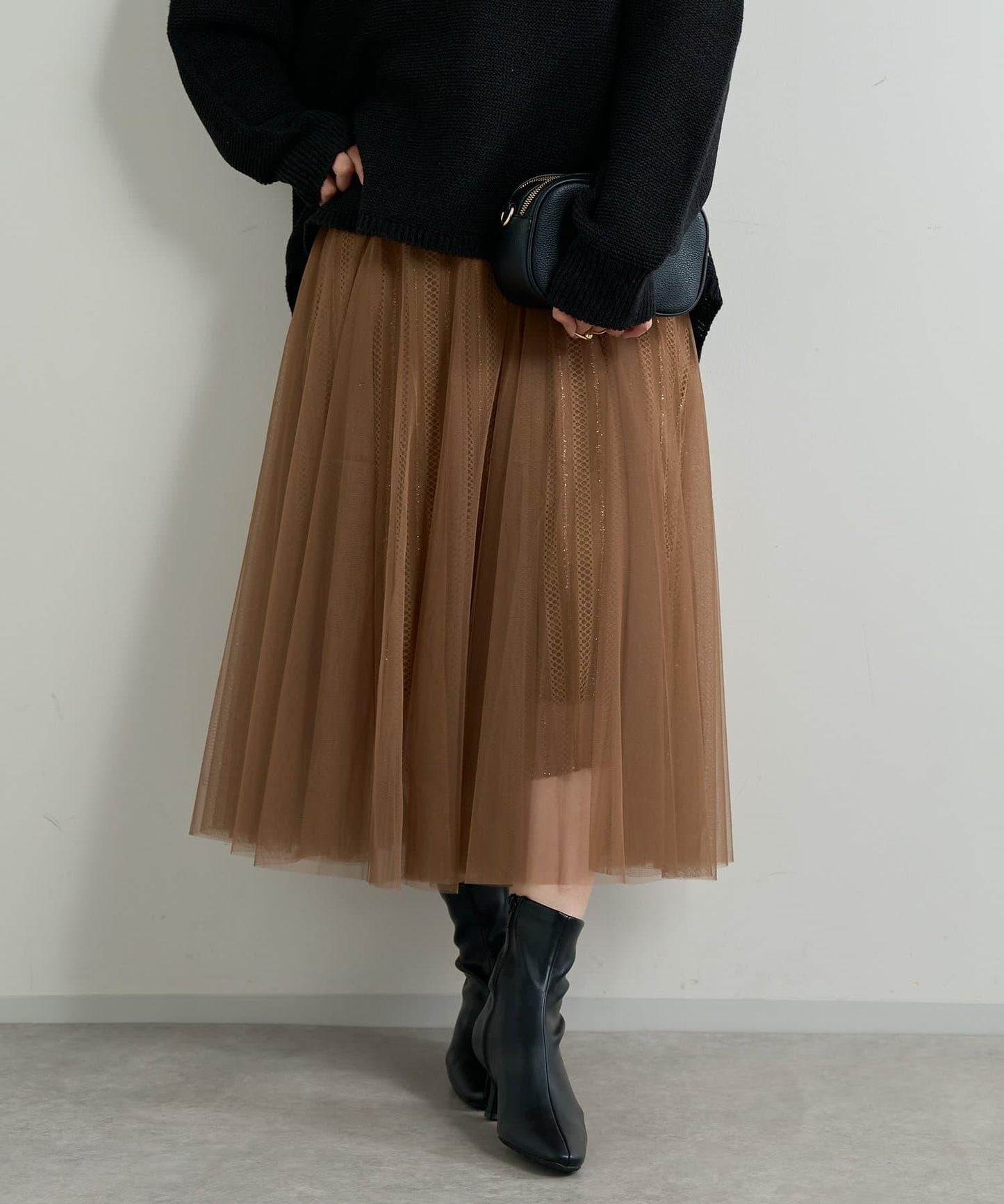 大人女性優雅風格網紗褶皺半身裙