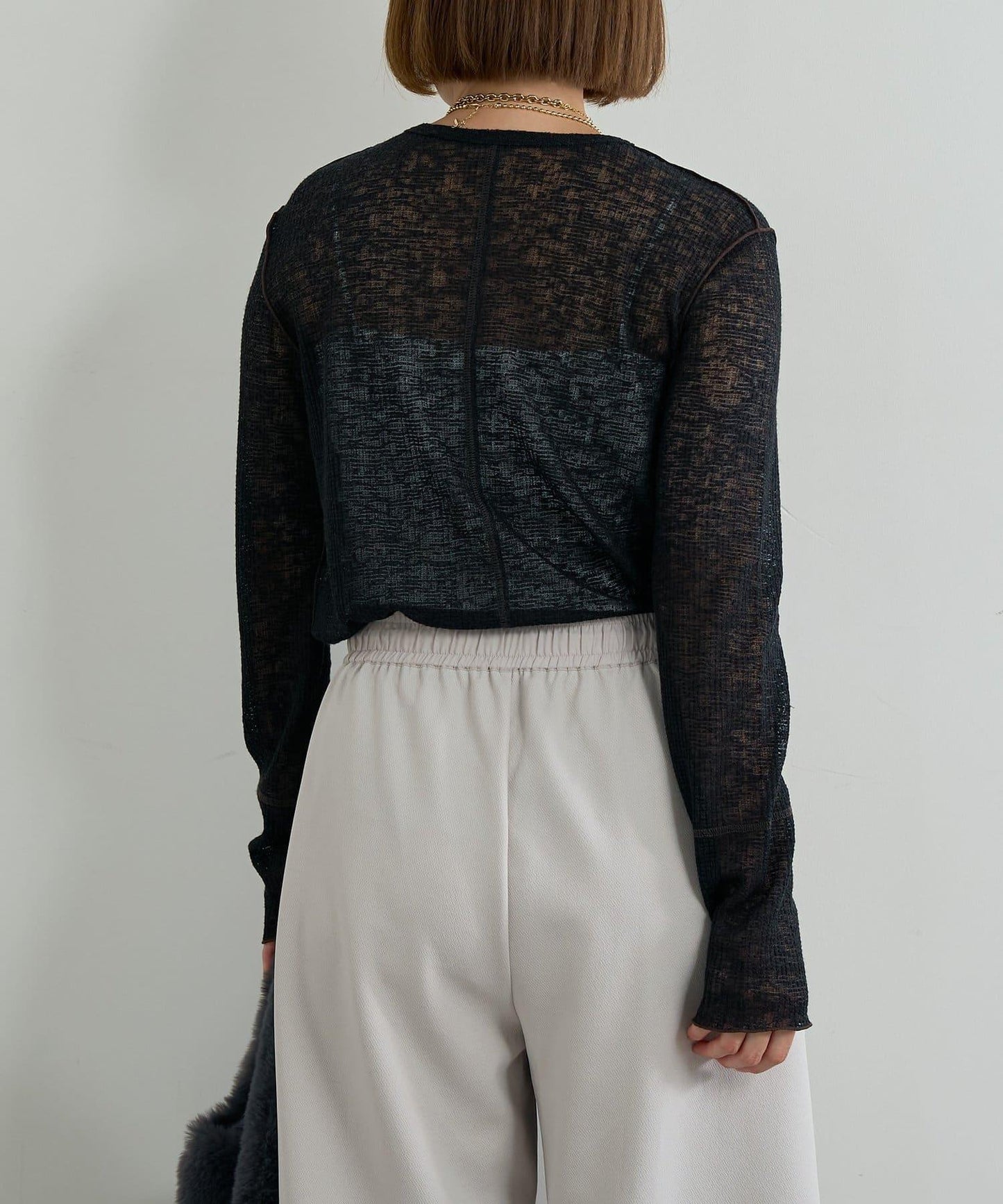 《著るだけでお灑落見え》磨毛蕾絲套頭衫