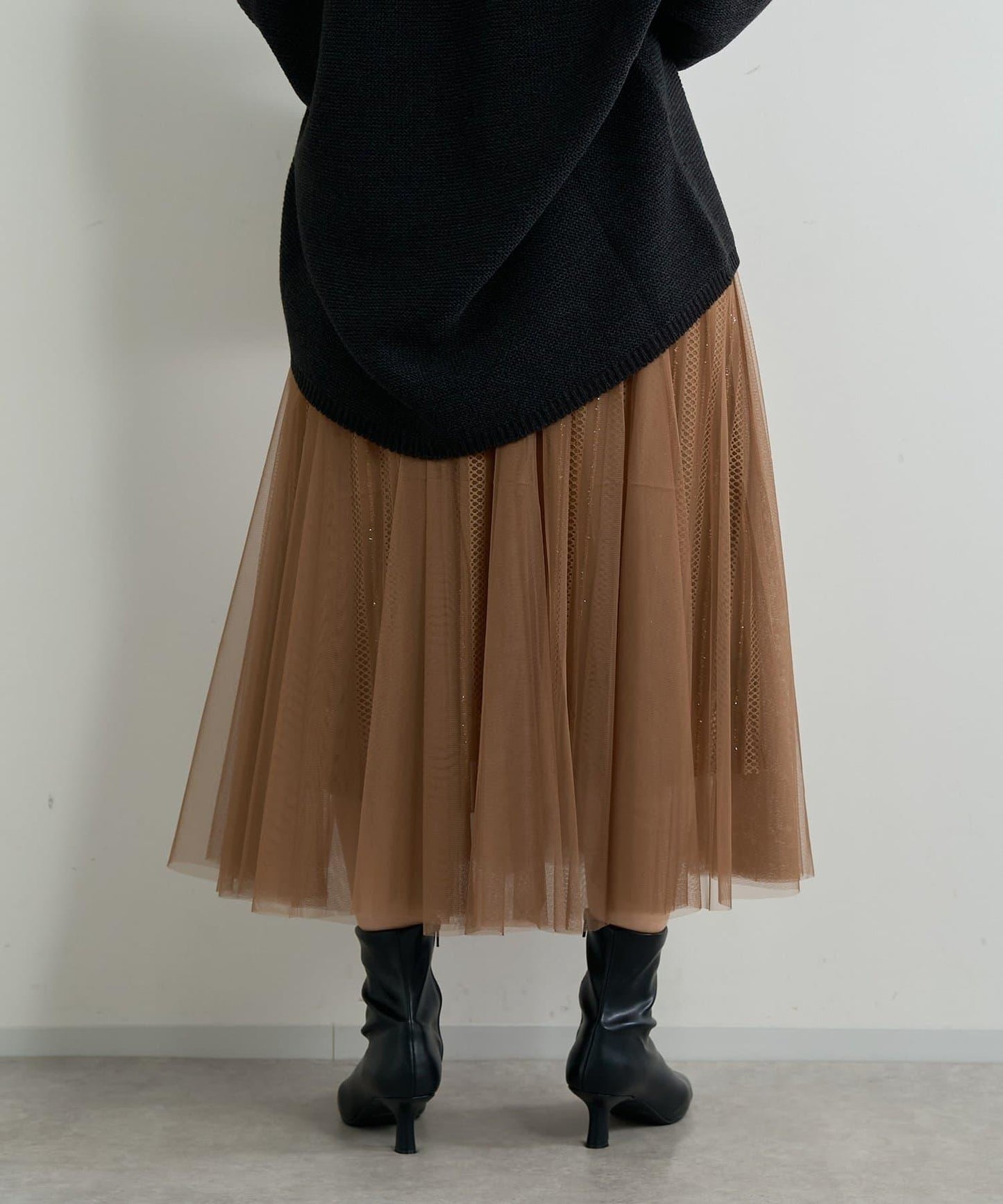 大人女性優雅風格網紗褶皺半身裙