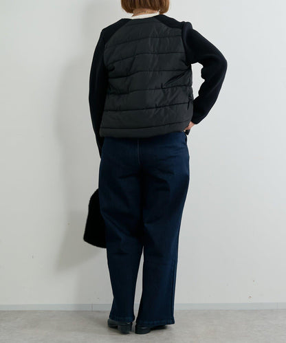 中棉針織拼接無領夾克