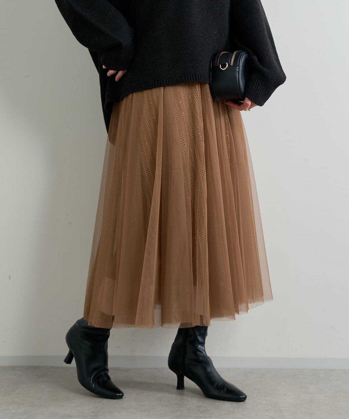 大人女性優雅風格網紗褶皺半身裙