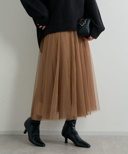 大人女性優雅風格網紗褶皺半身裙