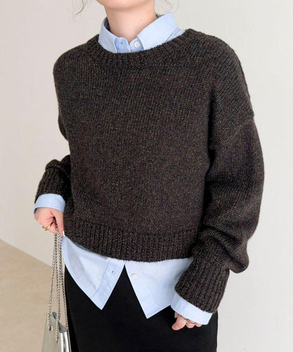 亮片短款針織套頭衫