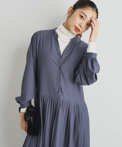 《シック&エレガントに》高腰拼接百褶連衣裙