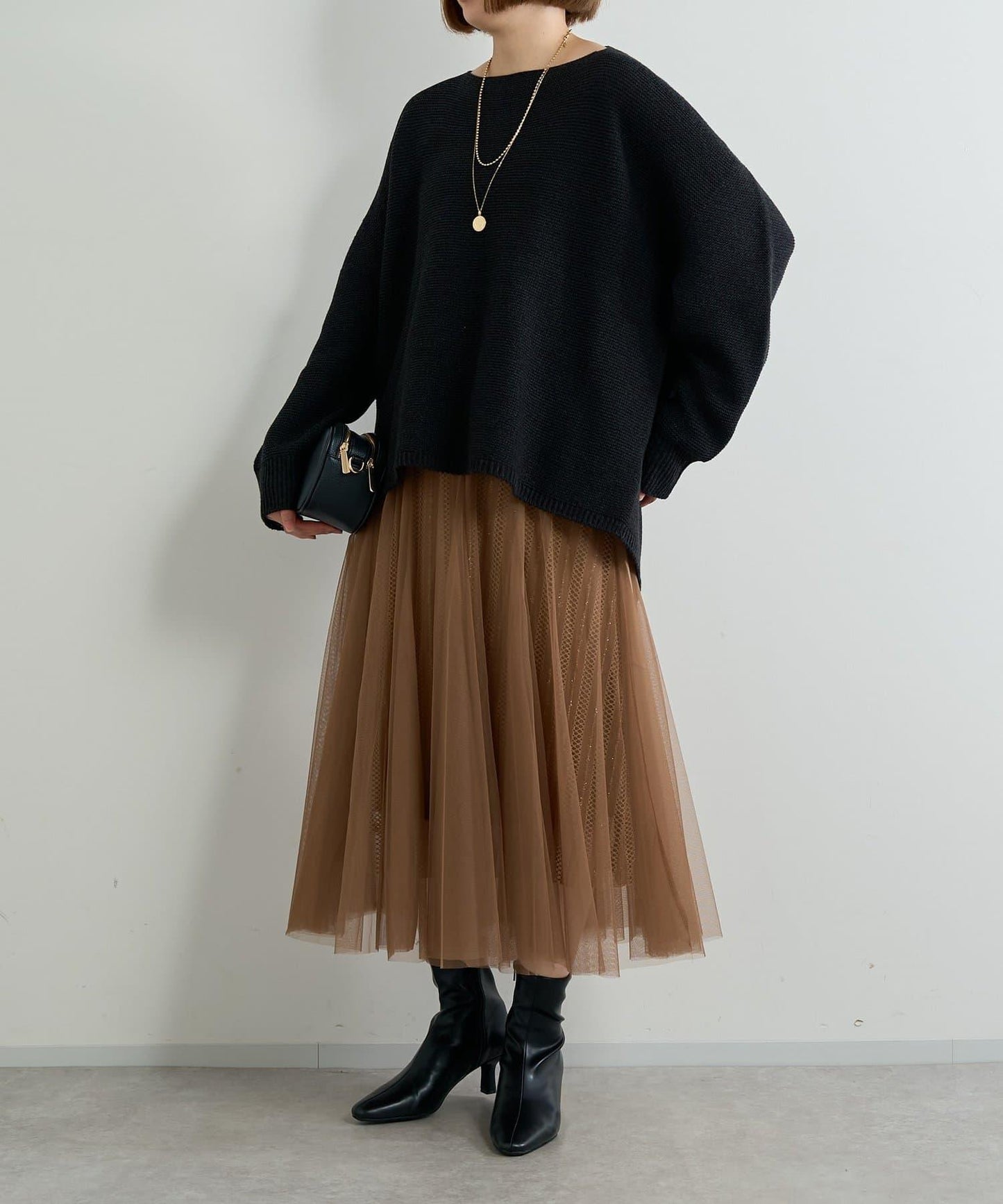 大人女性優雅風格網紗褶皺半身裙