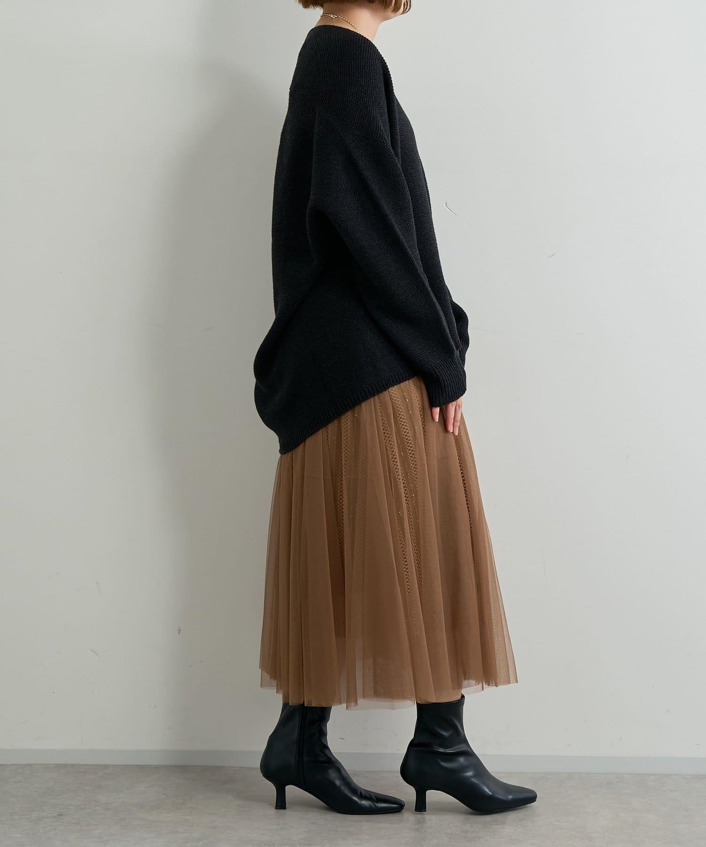 大人女性優雅風格網紗褶皺半身裙