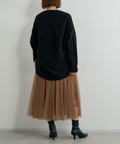 大人女性優雅風格網紗褶皺半身裙