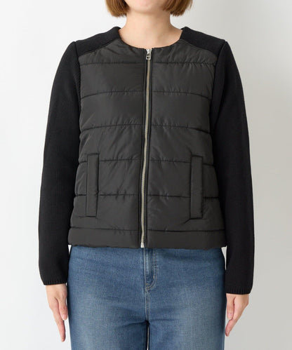 中棉針織拼接無領夾克