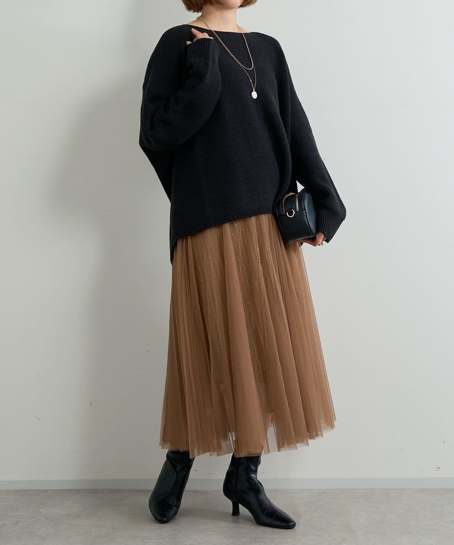 大人女性優雅風格網紗褶皺半身裙