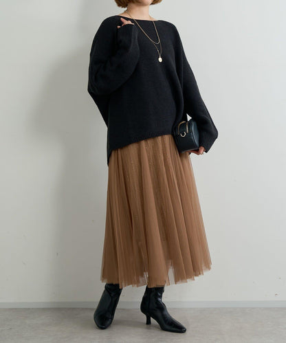 大人女性優雅風格網紗褶皺半身裙