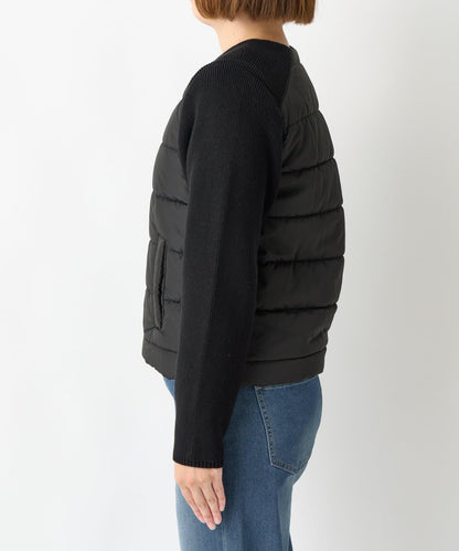中棉針織拼接無領夾克