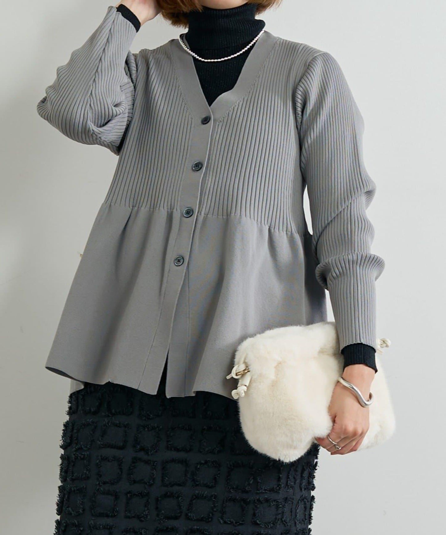 大人可愛荷葉邊針織開衫