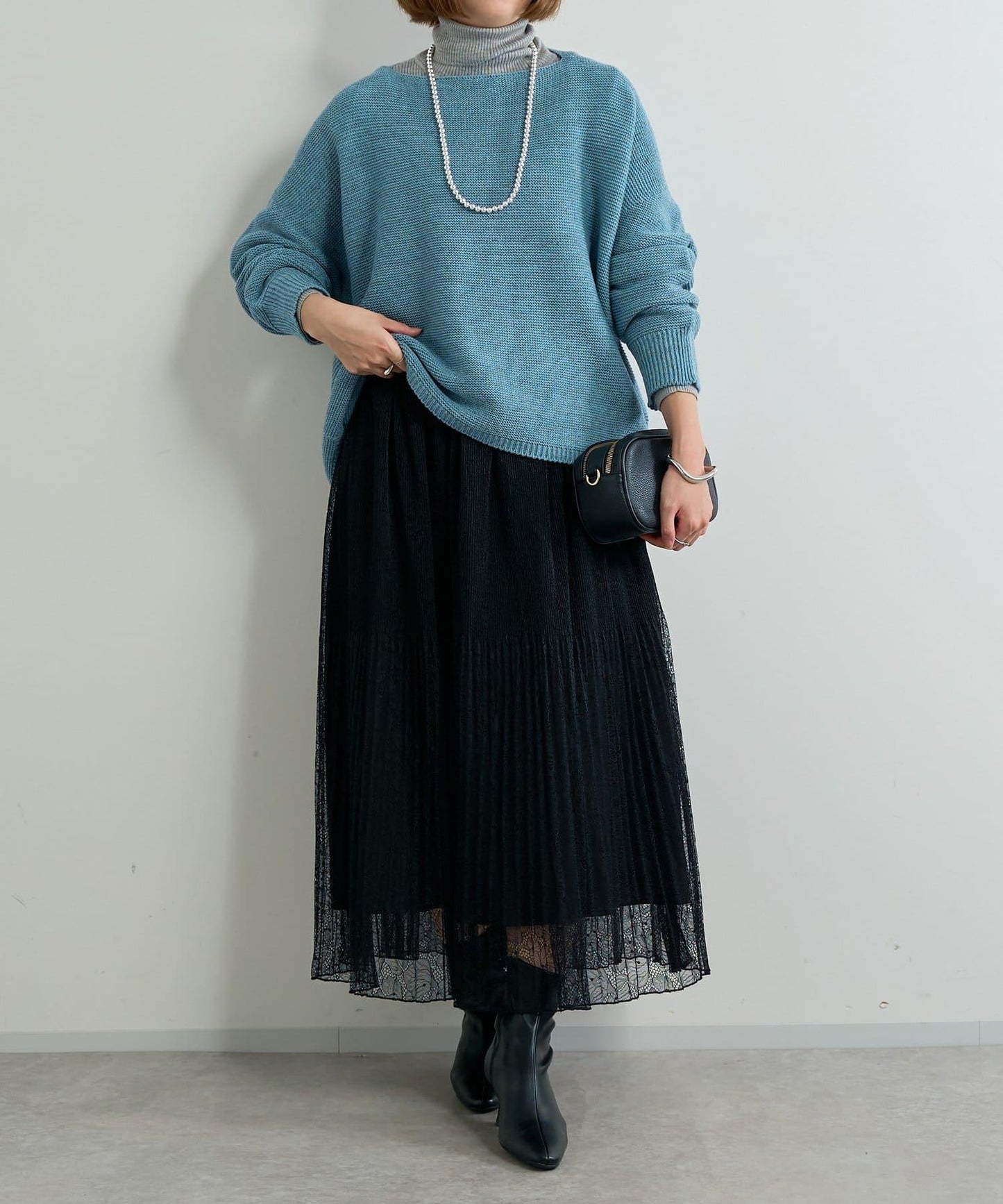 優雅氣質蕾絲百褶長裙