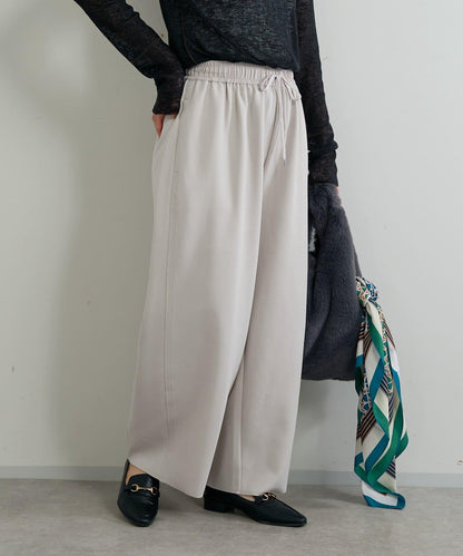 《オンオフ選ばず活躍》桑蠶絲雪紡弧形裁剪長褲