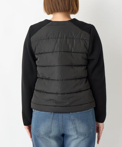 中棉針織拼接無領夾克