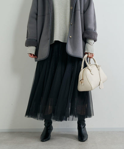 大人女性優雅風格網紗褶皺半身裙