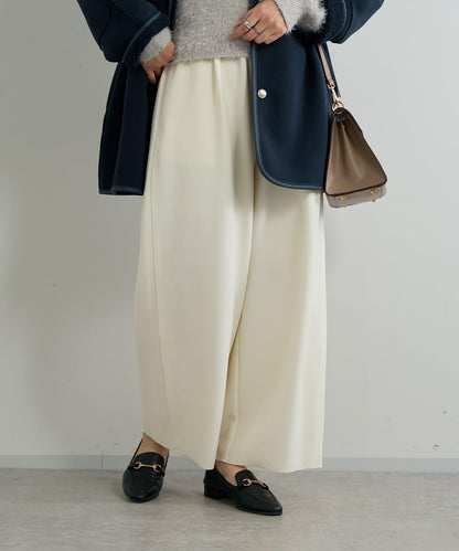 《オンオフ選ばず活躍》桑蠶絲雪紡弧形裁剪長褲