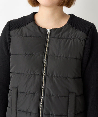 中棉針織拼接無領夾克