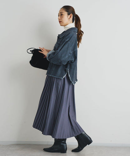 《シック&エレガントに》高腰拼接百褶連衣裙