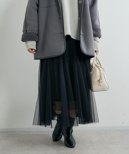 大人女性優雅風格網紗褶皺半身裙