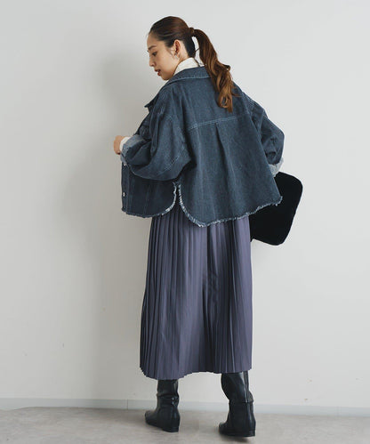 《シック&エレガントに》高腰拼接百褶連衣裙