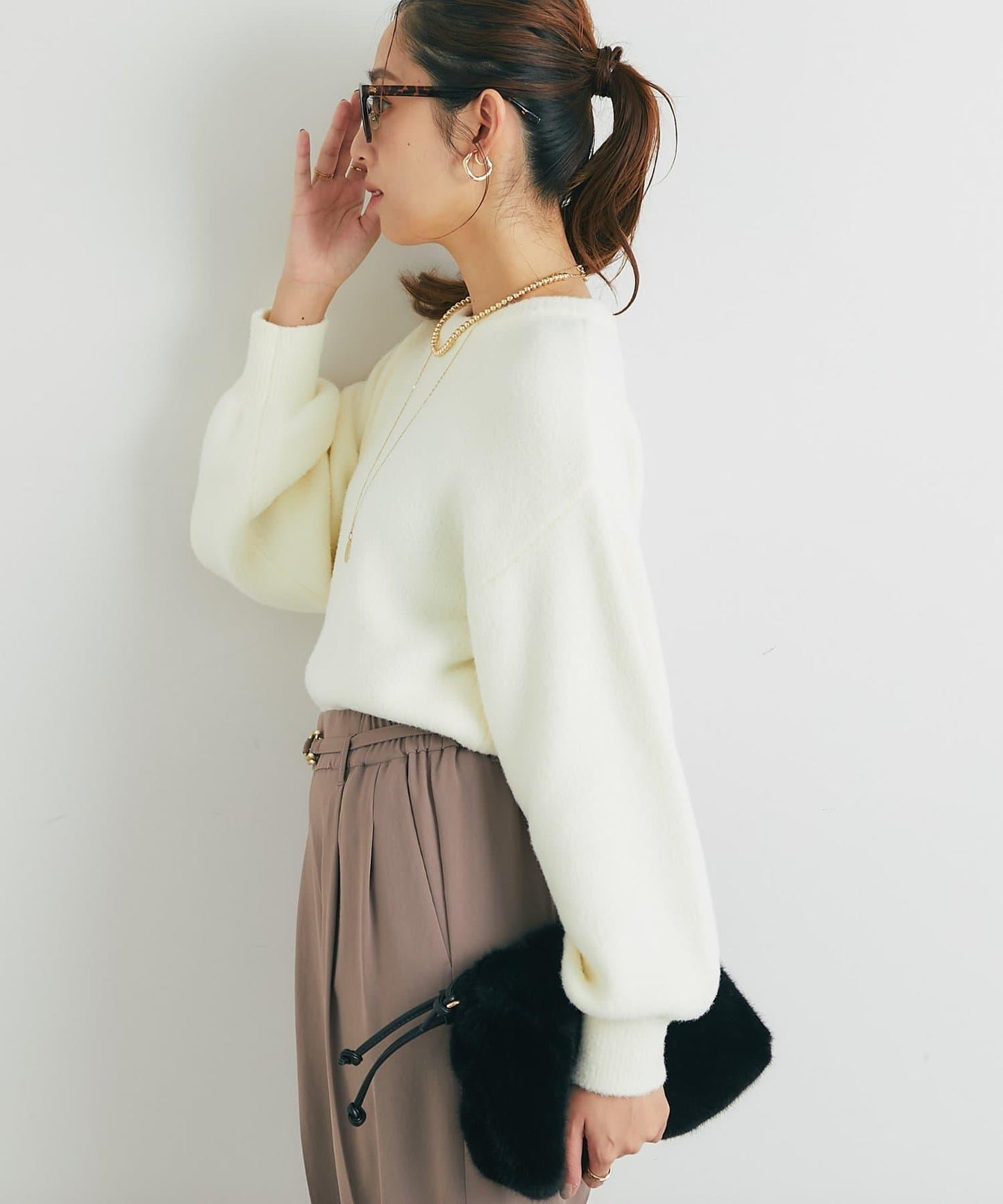 日常百搭◎仿貉子毛針織衫