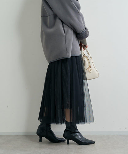 大人女性優雅風格網紗褶皺半身裙