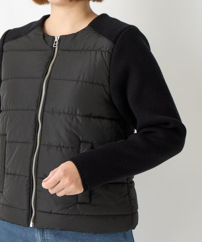 中棉針織拼接無領夾克