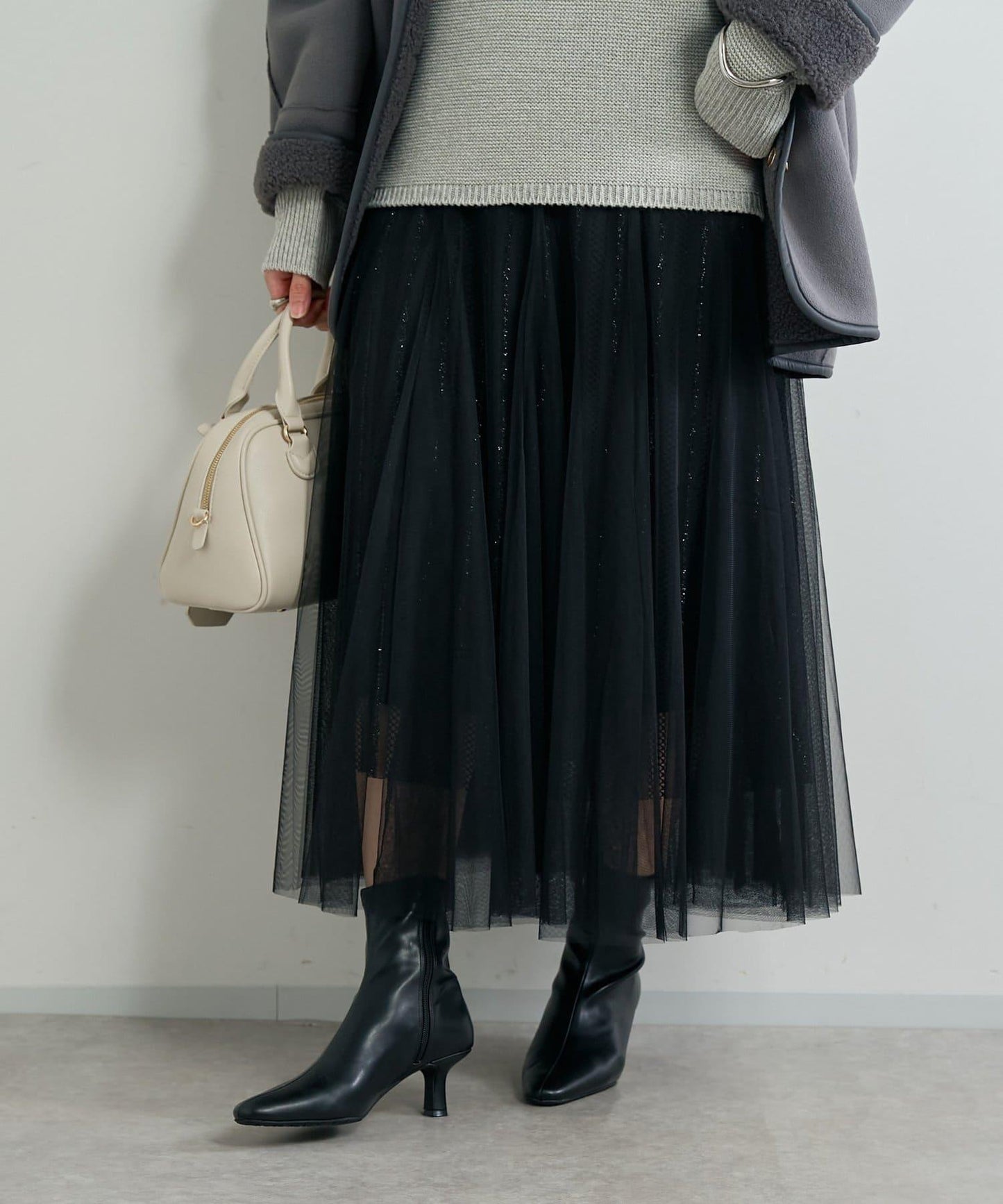 大人女性優雅風格網紗褶皺半身裙