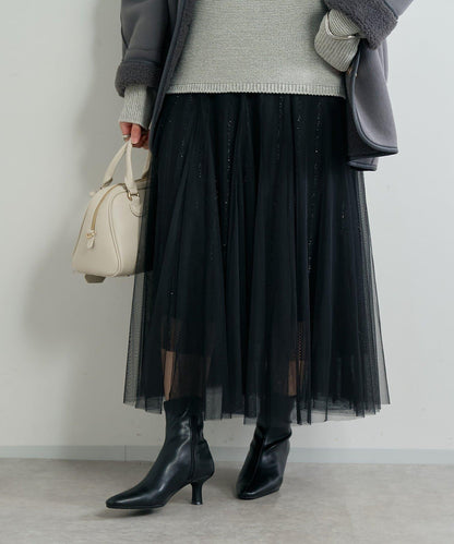 大人女性優雅風格網紗褶皺半身裙