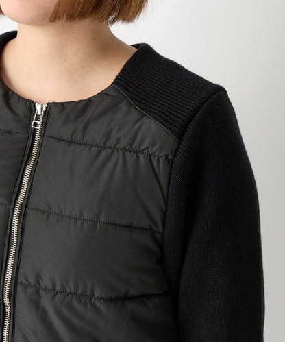 中棉針織拼接無領夾克