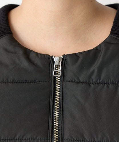 中棉針織拼接無領夾克