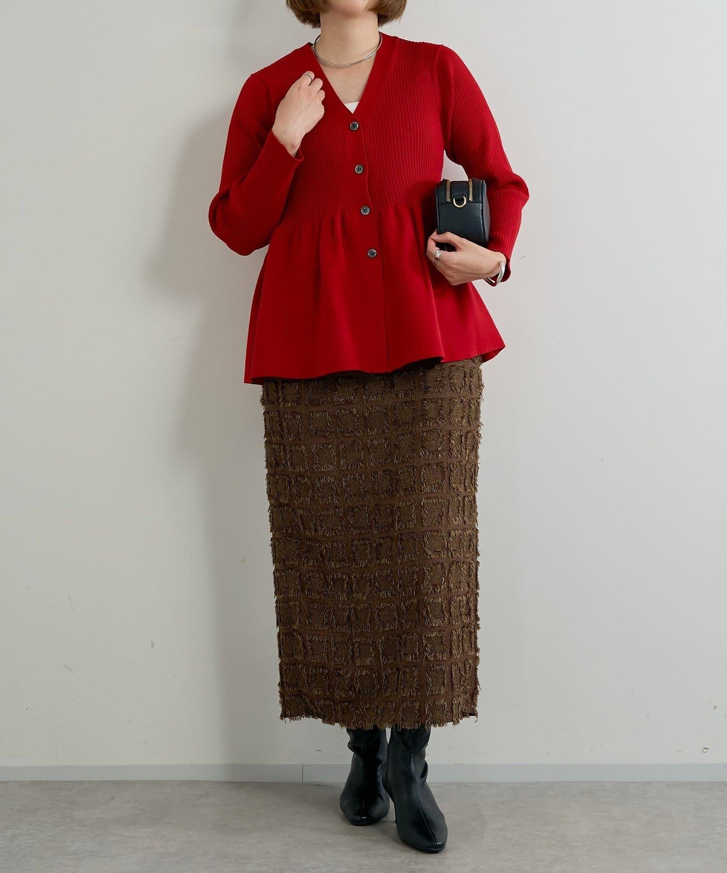 主打單品◎方格提花修身半身裙