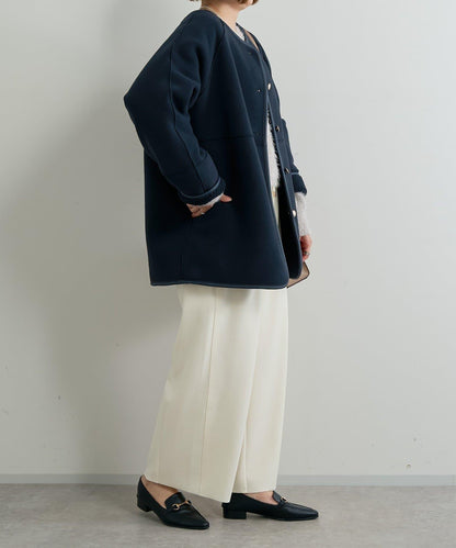 《オンオフ選ばず活躍》桑蠶絲雪紡弧形裁剪長褲