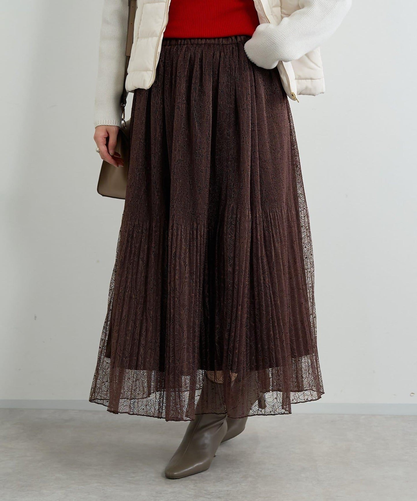 優雅氣質蕾絲百褶長裙