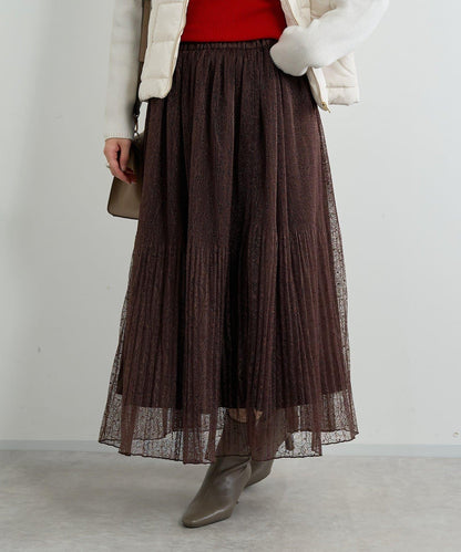 優雅氣質蕾絲百褶長裙