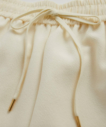 《オンオフ選ばず活躍》桑蠶絲雪紡弧形裁剪長褲