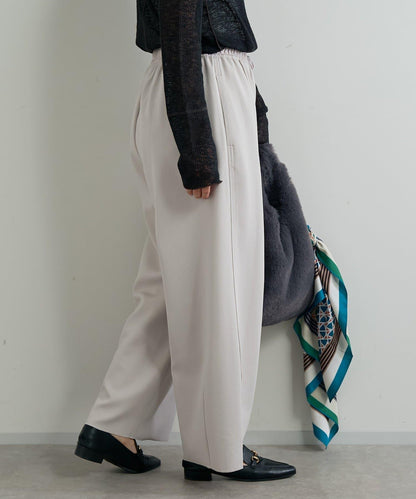 《オンオフ選ばず活躍》桑蠶絲雪紡弧形裁剪長褲