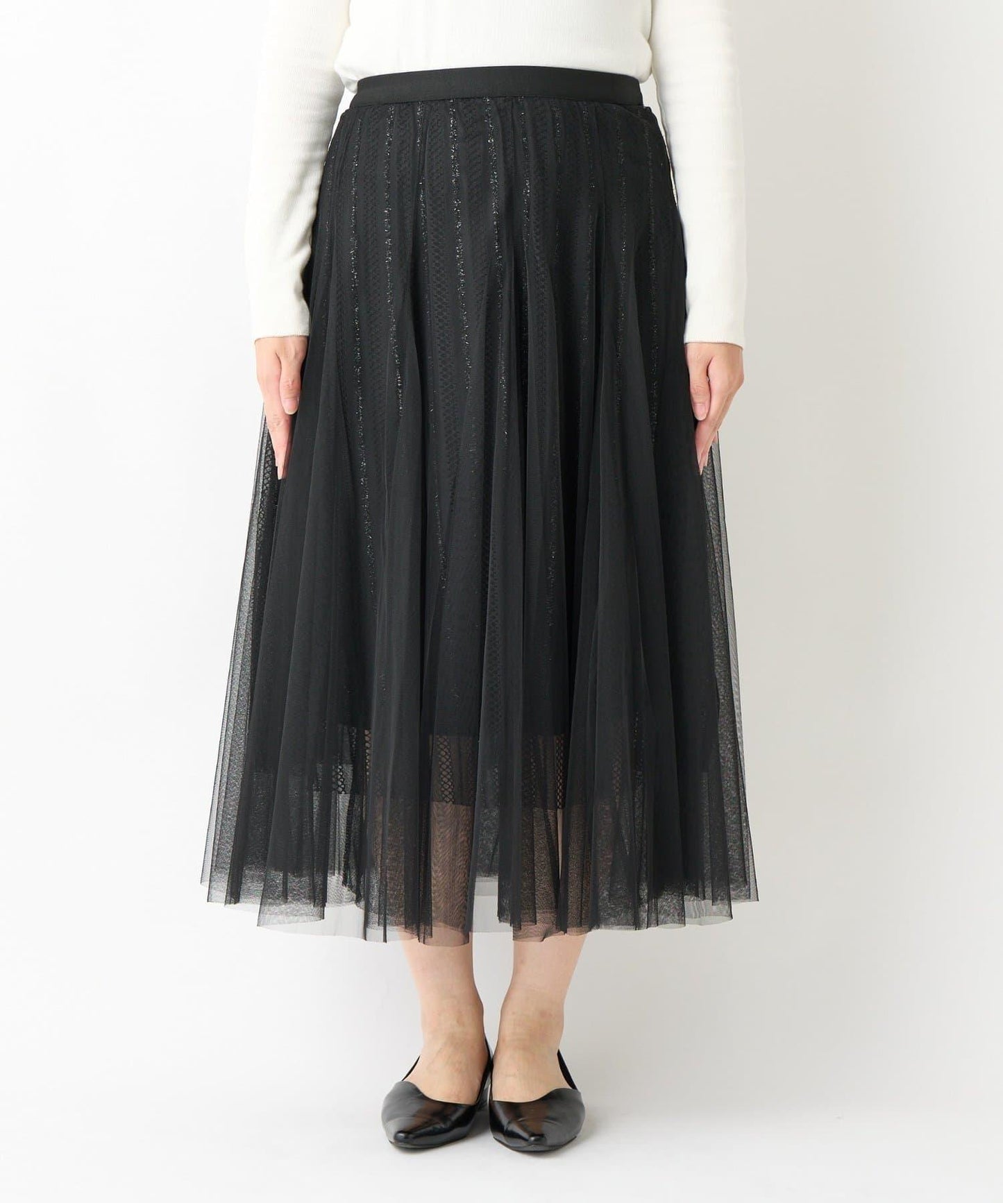 大人女性優雅風格網紗褶皺半身裙