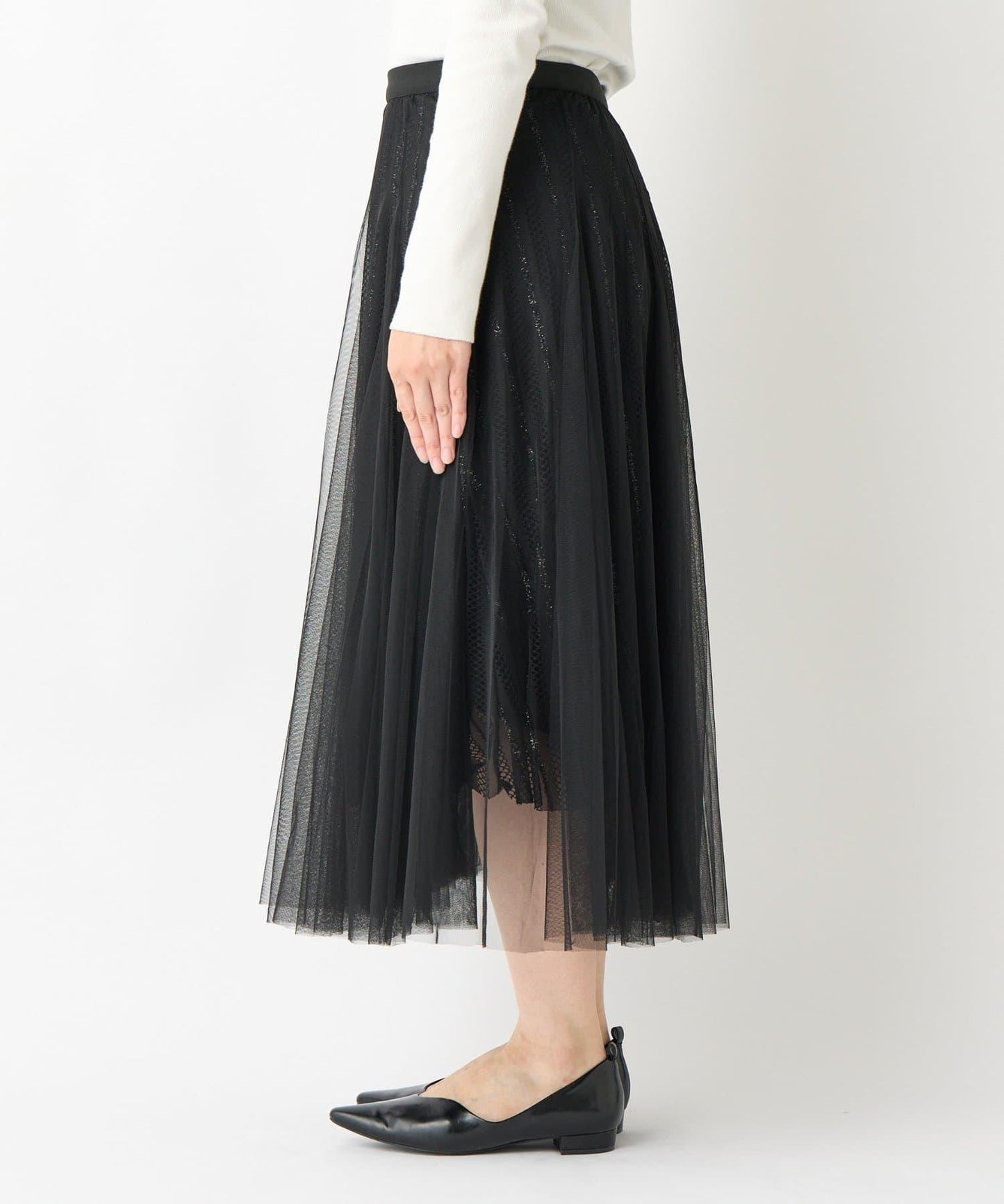 大人女性優雅風格網紗褶皺半身裙