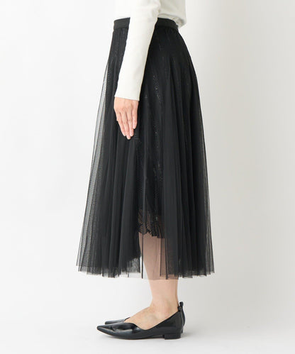 大人女性優雅風格網紗褶皺半身裙