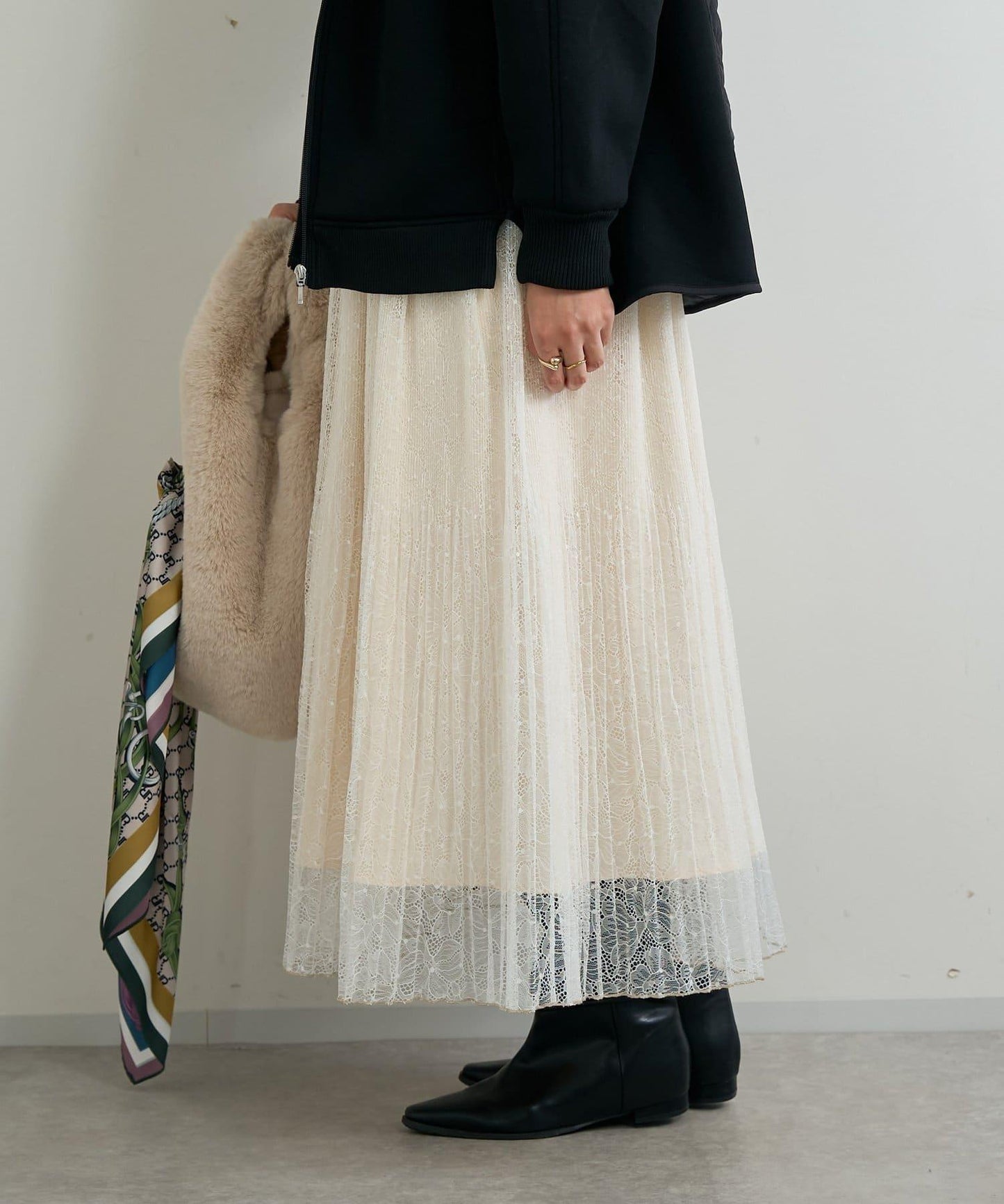 優雅氣質蕾絲百褶長裙